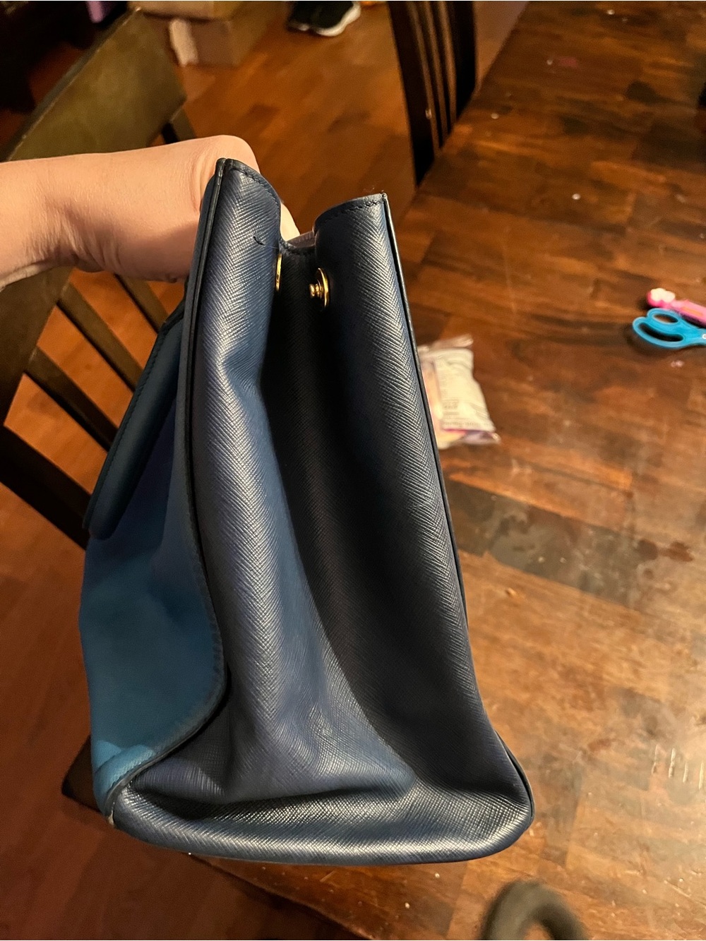 Prada Saffiano Leather Tote Bag in Blue 2 tone - Picture 10 of 10